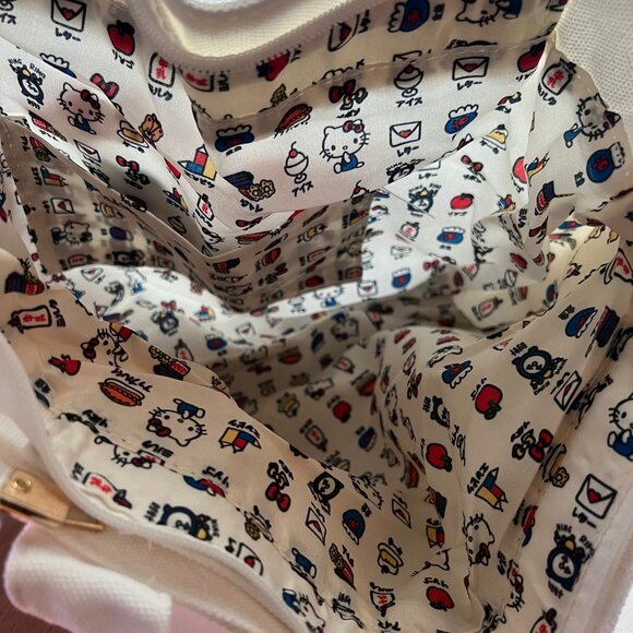 NWT Sanrio Hello Kitty Embroidered Canvas Tote Bag with Charm - Picture 9 of 11